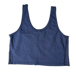 Aerie Blue Ribbed Scoop Neck Tank Top Women’s Size Large | Casual Cropped Lounge